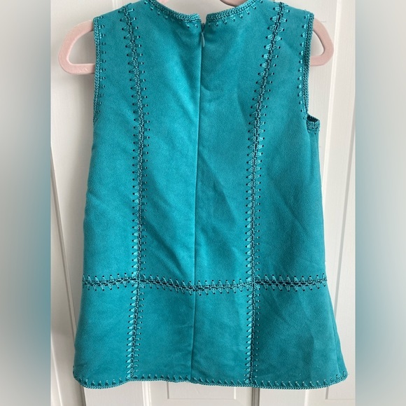 NWOT Gorgeous Girls Mayoral Dress Teal Blue Suede size 5T - Picture 2 of 4